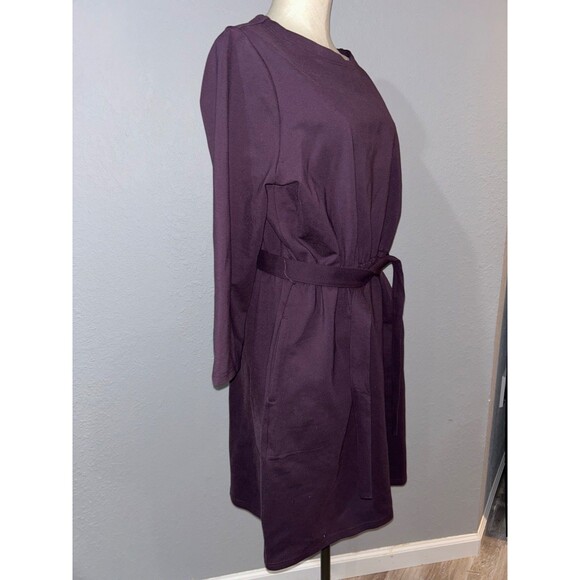 DULUTH Women’s NWOT Plum Long Sleeve Dress size XL Boat Neck Elegant Tie Waist - Picture 4 of 9